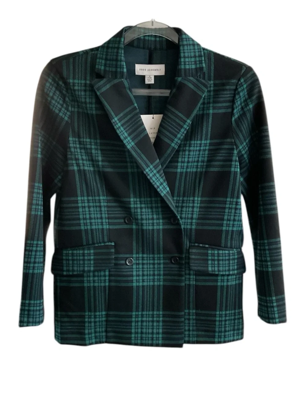 Free Assembly Plaid Double Breasted Schoolgirl Blazer